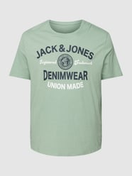 PLUS SIZE T-shirt met logomotief, model 'JJELOGO TEE SS ONECK 2' van Jack & Jones Plus Groen - 5