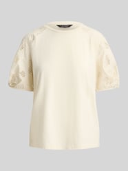 relaxed fit T-shirt van puur katoen met mouwen van broderie van Lauren Ralph Lauren Beige - 36