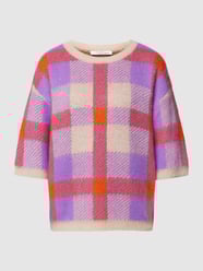Gebreide pullover met ruitmotief van Oui Paars - 46