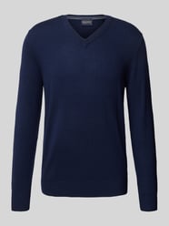 Wollpullover mit V-Ausschnitt und Kaschmir-Anteil von Christian Berg Men Blau - 44