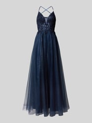 Abendkleid mit Ziersteinbesatz von Luxuar Blau - 28