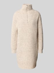 Knielange gebreide jurk met opstaande kraag, model 'Wonelli' van OPUS Beige - 3