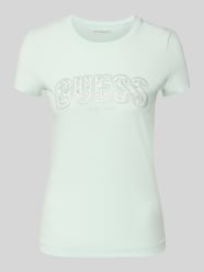 t-shirt o kroju slim fit z obszyciem z kamieni stras od GUESS - 40