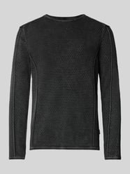 Gebreide pullover met ronde hals, model 'LIMA' van GABBA Grijs / zwart - 19