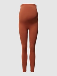 Legginsy krótkie z prążkowaną fakturą od Saisei Brązowy - 22
