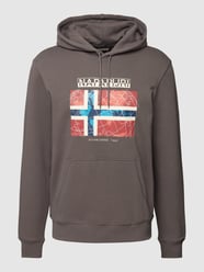Hoodie met labelprint, model 'GUIRO' van Napapijri Grijs / zwart - 18