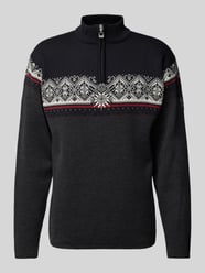 Wollen pullover met labelstitching, model 'Moritz Mens' van Dale of Norway Grijs / zwart - 10