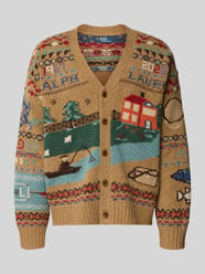Cardigan aus Wolle mit Landschaftsintarsien von Polo Ralph Lauren Beige - 46