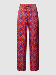 Broek van pure viscose met all-over bloemenprint van Seidensticker Rood - 39