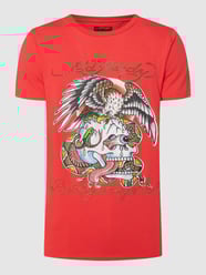 T-Shirt mit Strasssteinen  von Ed Hardy Rot - 33