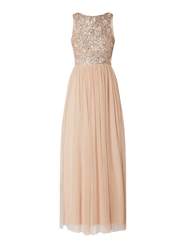 Abendkleid aus Tüll mit Blüten-Applikationen Modell 'Hazel' von LACE & BEADS Pink - 18