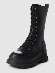 Veterboots in leerlook, model 'ASPHA STEEL LACEUP HI' van Buffalo Grijs / zwart - 11