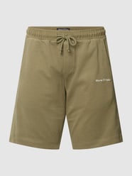 Sweatshorts met labelstitching van Marc O'Polo Groen - 35