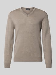 Regular Fit Strickpullover aus reiner Schurwolle mit V-Ausschnitt von MAERZ Muenchen Beige - 42
