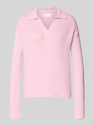gebreide pullover met V-hals van Fynch-Hatton Fuchsia - 2