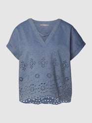 Bluse mit V-Ausschnitt von Jake*s Collection Blau / Türkis - 43