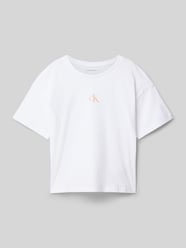 T-shirt o pudełkowym kroju z nadrukiem z logo i okrągłym dekoltem od Calvin Klein Jeans - 4