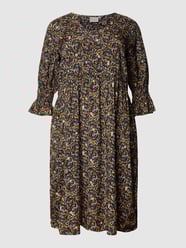 PLUS SIZE midi-jurk met bloemenmotief van KAFFE Curve Blauw - 9