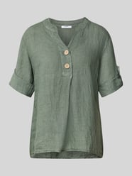 Bluzka lniana o kroju relaxed fit z dekoltem w serek model 'Is44sii' od ZABAIONE - 46