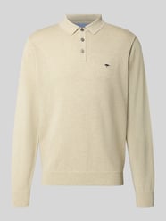 Strickpullover mit Polokragen und Knopfleiste von Fynch-Hatton Beige - 28