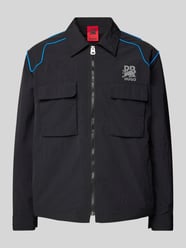 Kurtka koszulowa o kroju regular fit z nadrukiem z logo model ‘ESELIO’ od HUGO - 5