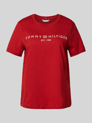 T-Shirt mit Label-Print von Tommy Hilfiger Rot - 36