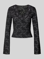 Slim fit shirt met lange mouwen in kantlook, model 'NIKKA' van Only - 3