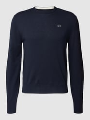 Sweter z dzianiny z wyhaftowanym logo od La Martina Niebieski - 38