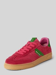 Leren sneakers met labelprint van Tamaris Fuchsia - 44