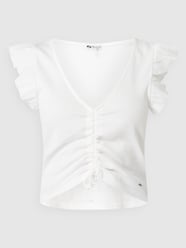 Cropped Shirt mit Volants Modell 'Peggy' von Pepe Jeans Weiß - 30