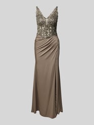 Abendkleid mit Paillettenbesatz von Mascara Beige - 36