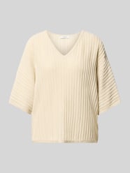 Strickshirt mit V-Ausschnitt Modell 'MOBBE' von b.young Beige - 1