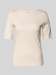 T-shirt z obszyciem ozdobnymi kamieniami i okrągłym dekoltem od Christian Berg Woman - 36