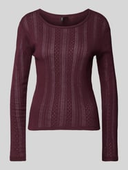 Slim Fit Langarmshirt aus reiner Baumwolle mit feinem Lochmuster Modell 'LISA' von Vero Moda Bordeaux - 16