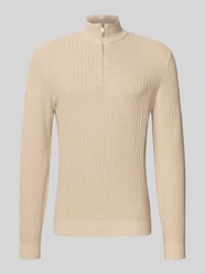 Gebreide pullover met ribboorden van Christian Berg Men Beige - 22