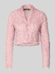 Cropped Jacke aus Effektgarn mit V-Ausschnitt von SWING Pink - 37