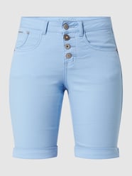 Regular fit bermuda met stretch, model 'Lotte' van Cream Blauw / turquoise - 46