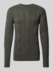 Gebreide pullover met kabelpatroon van Lindbergh Grijs / zwart - 6