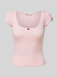 T-Shirt in Strick-Optik Modell 'POINTELLE' von Tommy Jeans Pink - 28