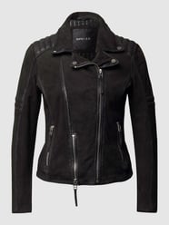 Slim Fit Lederjacke im Biker-Look - beschichtet von Gipsy Grau / Schwarz - 45
