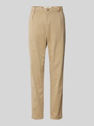 Tapered Fit Bundfaltenhose mit Gürtelschlaufen von Goldgarn Beige - 43