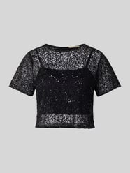 Cropped T-Shirt aus Mesh mit Pailletten von LACE & BEADS - 13