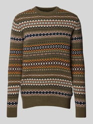 Gebreide pullover met ronde hals, model 'Case Fairisle' van Barbour Groen - 34