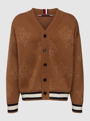 Strickjacke mit Allover-Logo Modell 'ALLOVER MONOGRAM CARDIGAN' von Tommy Hilfiger Grün - 40