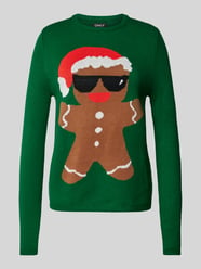 Gebreide pullover met ronde hals, model 'XMAS COOKIES' van Only Groen - 35