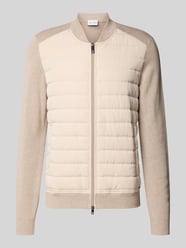 Strickjacke mit Stehkragen und Steppnähten von ROY ROBSON Beige - 1