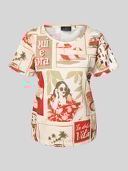 T-Shirt mit geripptem Rundhalsausschnitt von monari - 5