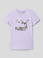 T-Shirt mit Label-Print Modell 'Classics' von Puma Lila - 37