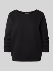 Shaped Fit Sweatshirt aus Bio-Baumwoll-Mix mit 3/4-Arm und Dobby-Struktur von Tom Tailor Denim Schwarz - 4