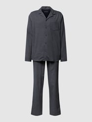 Pyjama mit  Streifenmuster Modell 'Warming Nightwear Pyjama' von Schiesser Blau - 37
